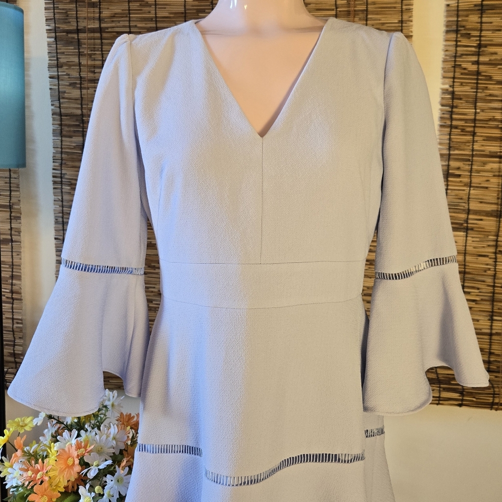 Eliza J Fit and Flare Bell Sleeve Textured Dress